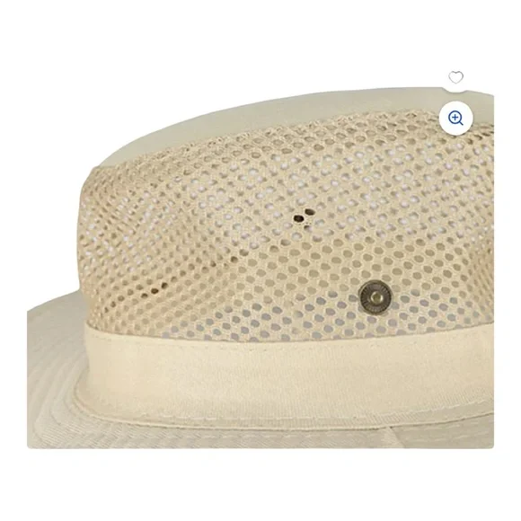 Beige Wide-Brim Outdoor Hat – Mesh Ventilation & Chin Strap - Picture 2 of 10